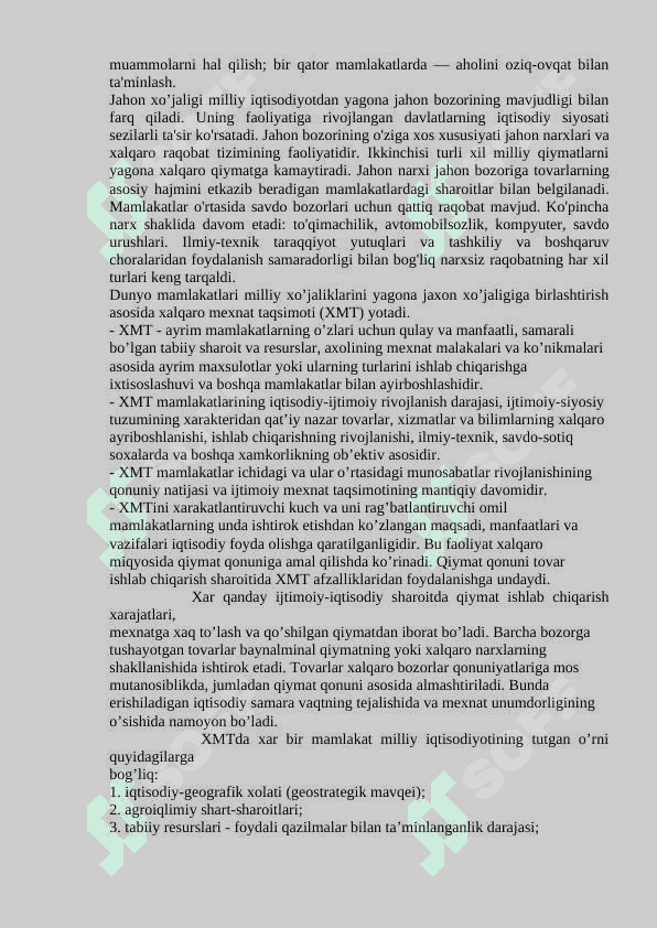 JAHON XOʻJALIGI TARAQQIYOTINING XOZIRGI ZAMON XUSUSIYATLARI 8