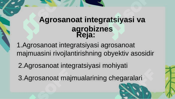 Agrosanoat integratsiyasi va agrobiznes  taqdimot 2
