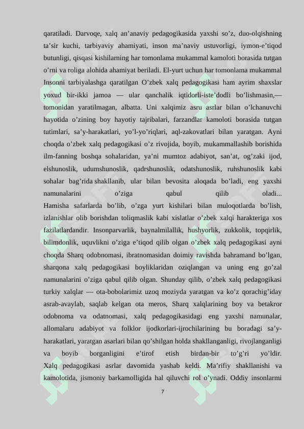 OʻQUVCHILARNI TARBIYALASHDA TARBIYAVIY MASHGʻULOTLARNI AHAMIYATI 7