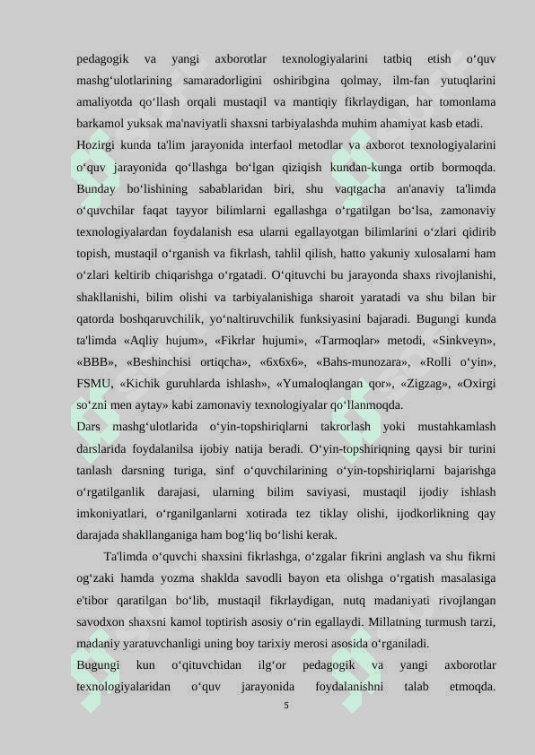 Boshlang'ich sinflarda ta’limiy diktant va uni tashkil etish 5