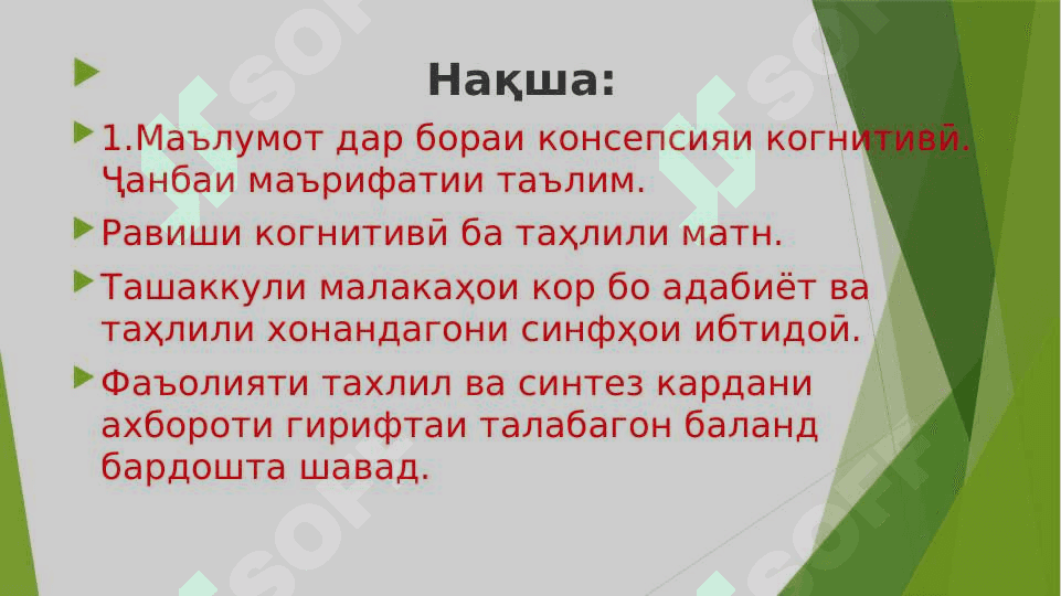 Ташаккули когнитивии хонандагон дар ҷараёни таълим 2