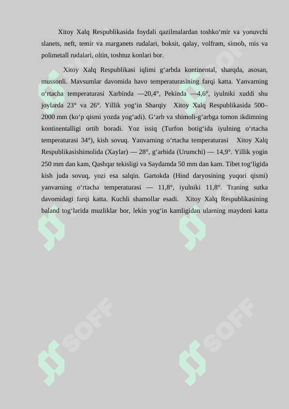 Xitoyning  iqtisodiy-geografik tasnifi. 6