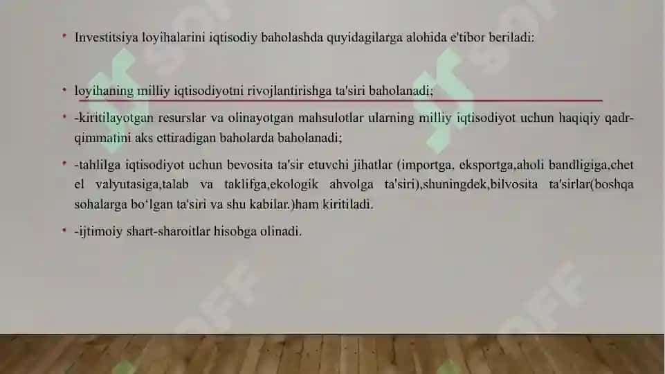 Investitsiya loyihalarining moliyaviy va iqtisodiy samaradorligini baholash 8