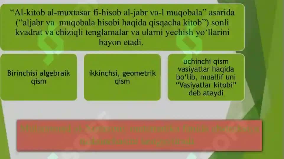 Abu Abdulloh Muhammad Ibn Muso Xorazmiyning didaktik g‘oyalari 6