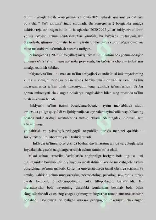 Imkoniyati cheklangan bolalarni  inklyuziv  ta’lim va tarbiyalash konsepsiyasi 3