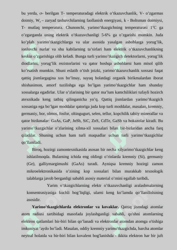 Yarim o’tkazgich materiallarining kristall panjarasi. 7