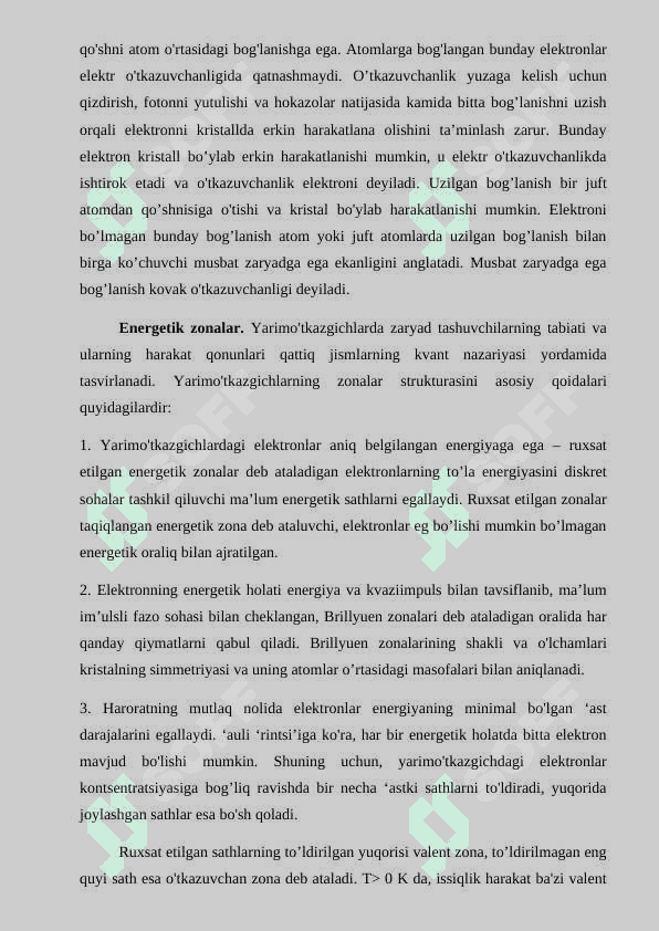 Yarim o’tkazgich materiallarining kristall panjarasi. 8