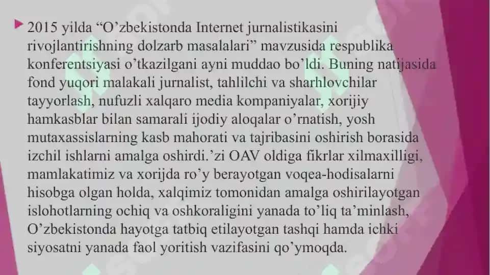 Ommaviy axborot vositalarining (gazeta, TV, radio) bugungi kunda tutgan o‘rni 6