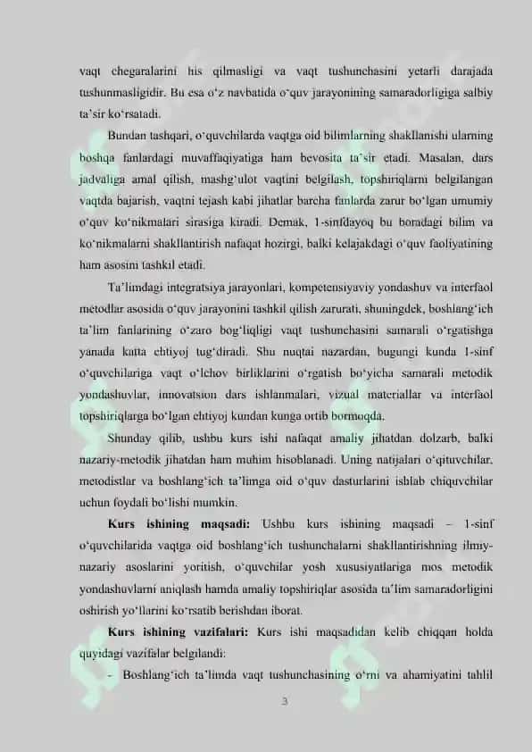 BOSHLANG‘ICH SINF O‘QUVCHILARINI VAQT O‘LCHOV BIRLIKLARI BILAN TANISHTIRISH 3