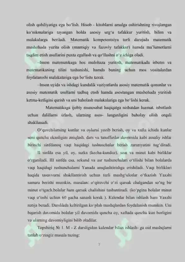 BOSHLANG‘ICH SINF O‘QUVCHILARINI VAQT O‘LCHOV BIRLIKLARI BILAN TANISHTIRISH 7