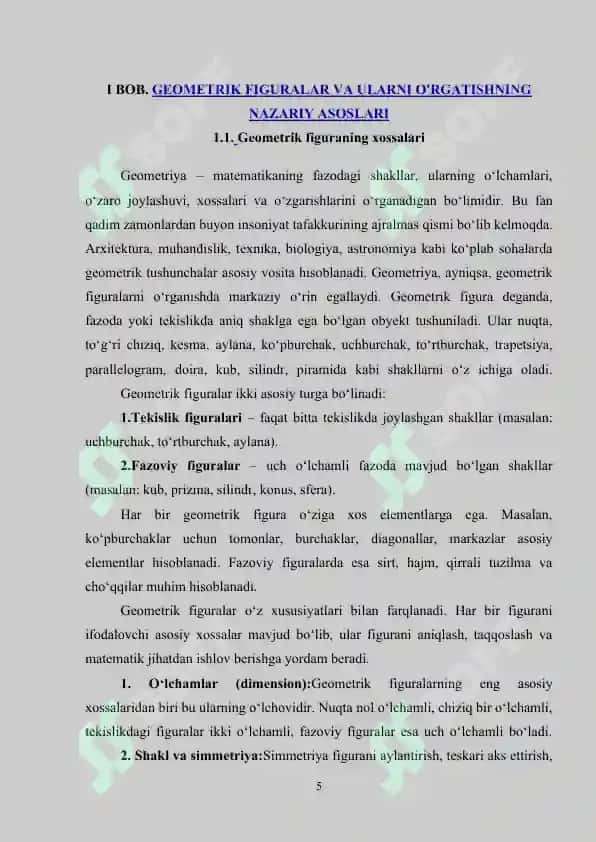 GEOMETRIK FIGURALAR VA ULARNI O'RGATISHNING NAZARIY ASOSLARI 5