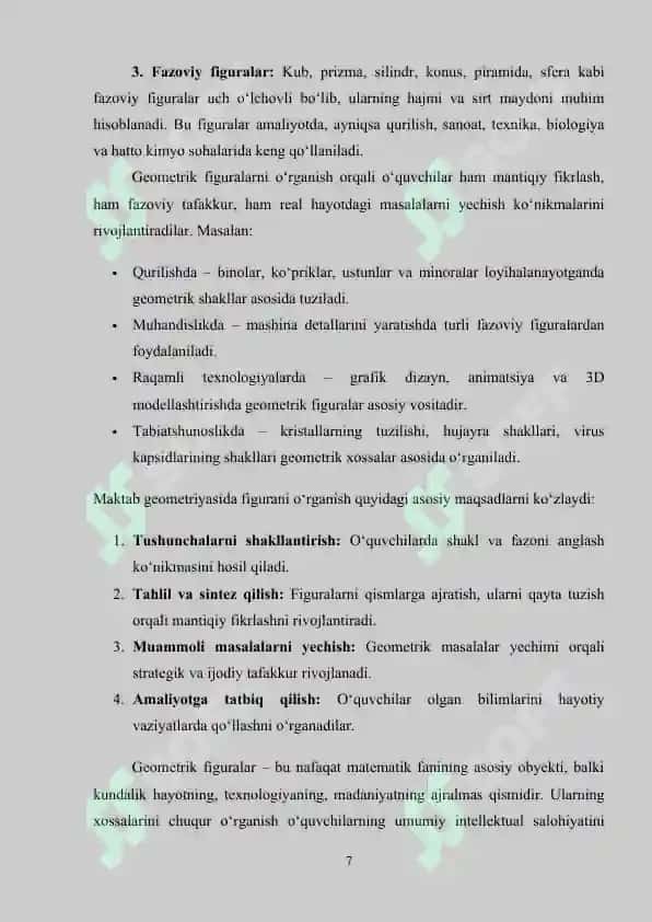 GEOMETRIK FIGURALAR VA ULARNI O'RGATISHNING NAZARIY ASOSLARI 7
