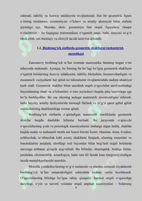 GEOMETRIK FIGURALAR VA ULARNI O'RGATISHNING NAZARIY ASOSLARI 8
