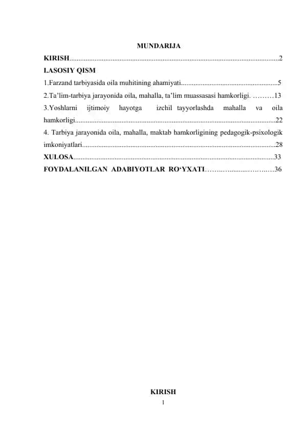 Tarbiya jarayonida oila, mahalla, maktab hamkorligining pedagogik-psixologik imkoniyatlari