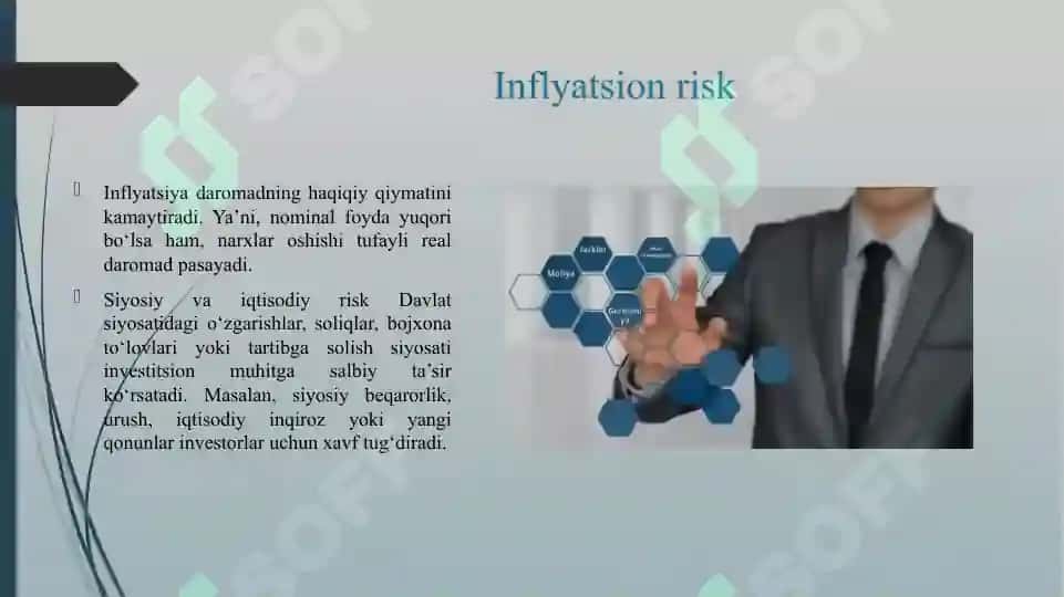 INVESTITSIYA FAOLIYATIDA YUZAGA KELADIGAN MOLIYAVIY RISKLAR 6