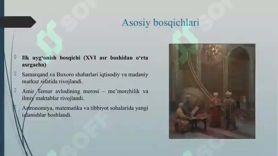 O'ZBEKISTON TARIXIDA RENESSANS ASOSIY BOSQICHLARI VA RIVOJLANISH OMILLARI 4