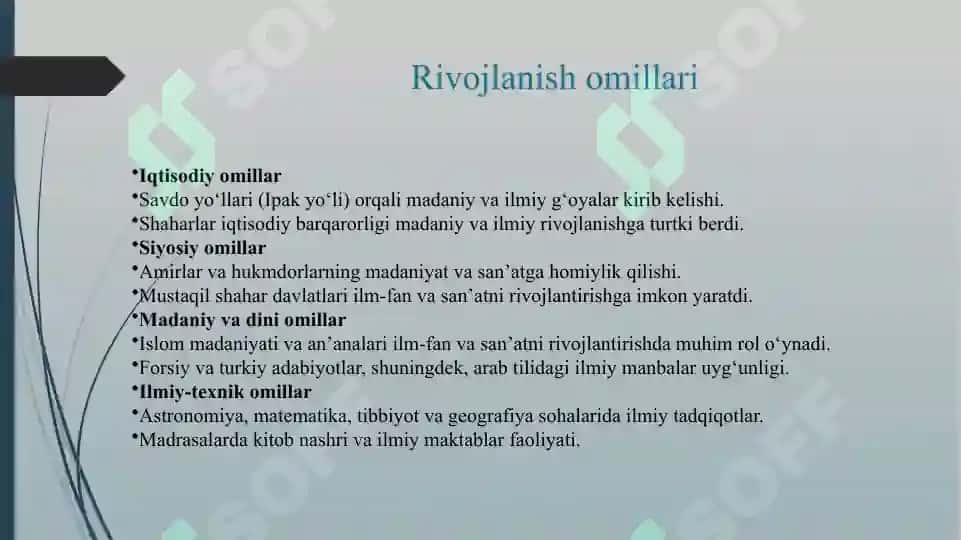 O'ZBEKISTON TARIXIDA RENESSANS ASOSIY BOSQICHLARI VA RIVOJLANISH OMILLARI 6