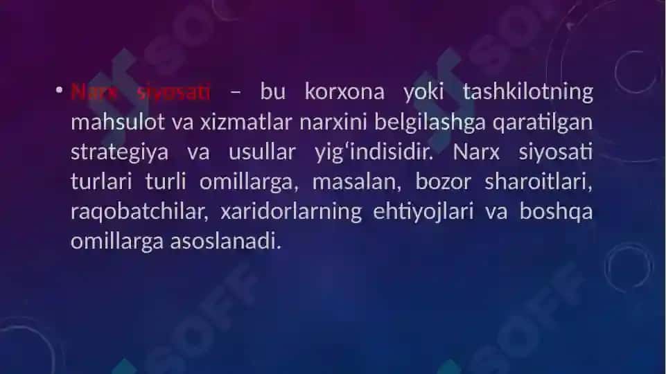 Marketingda narx siyosati 2