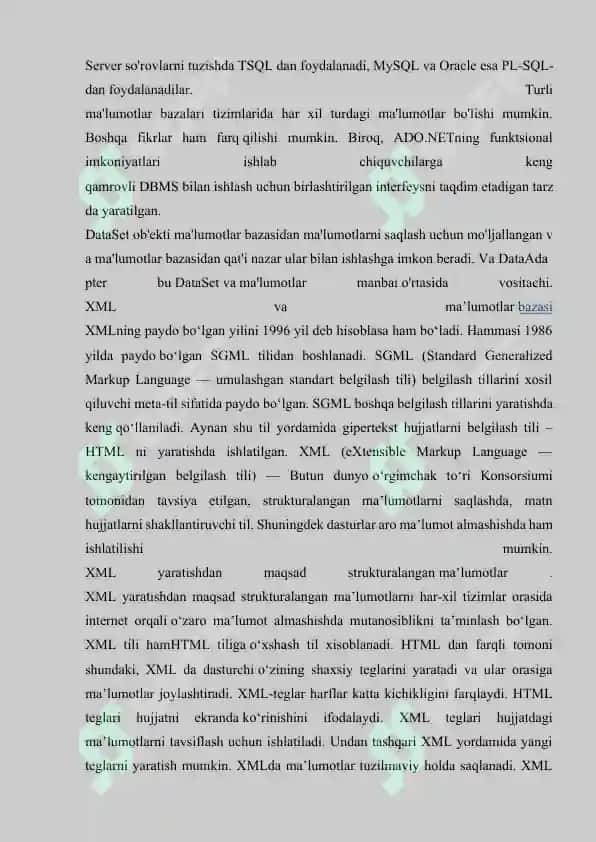 Ochiq ma'lumotlar bazasi aloqasi (ODBC) interfeysi 8