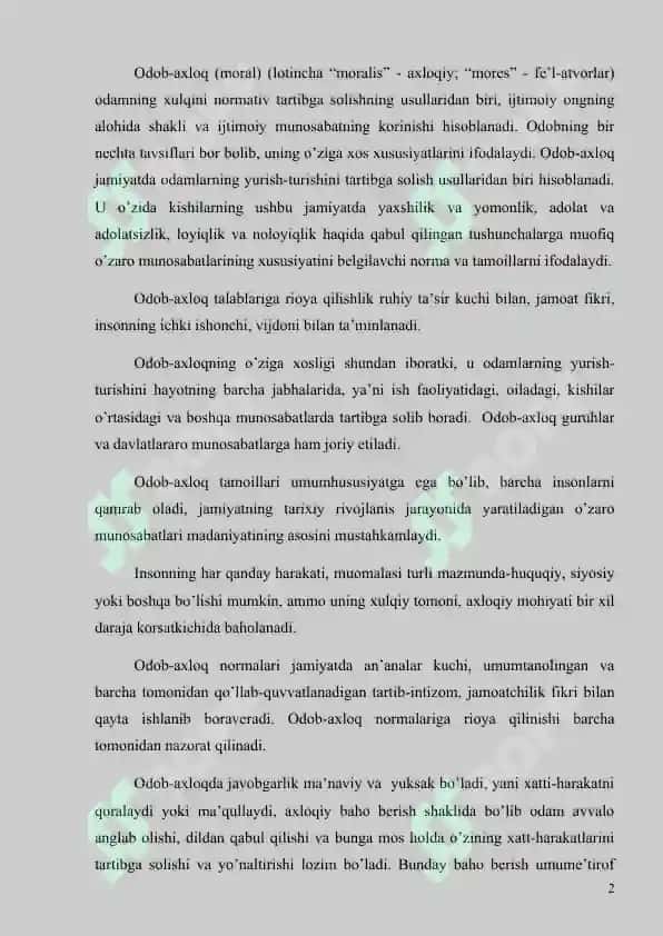 AXLOQ-ODOBGA OID HADIS NAMUNALARIDAN 2