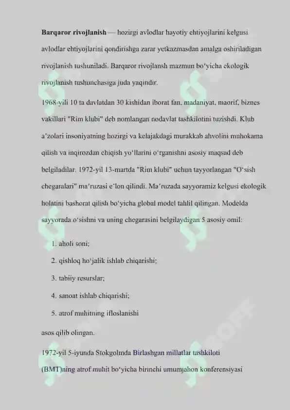Barqaror rivojlanish vazifasi 2