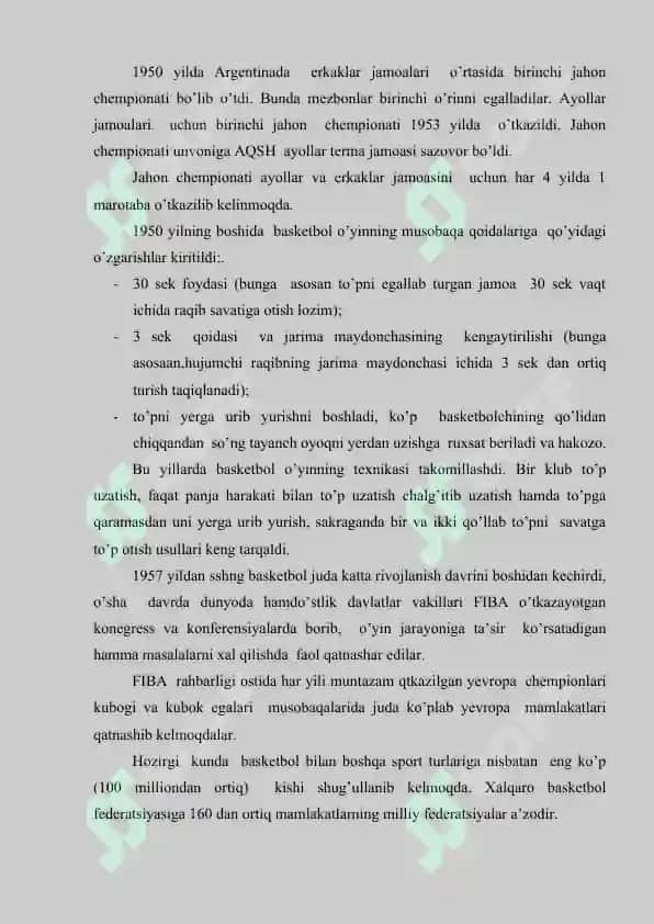 Basketbol o'yining kelib chiqishi va rivojlanish tarixi 4