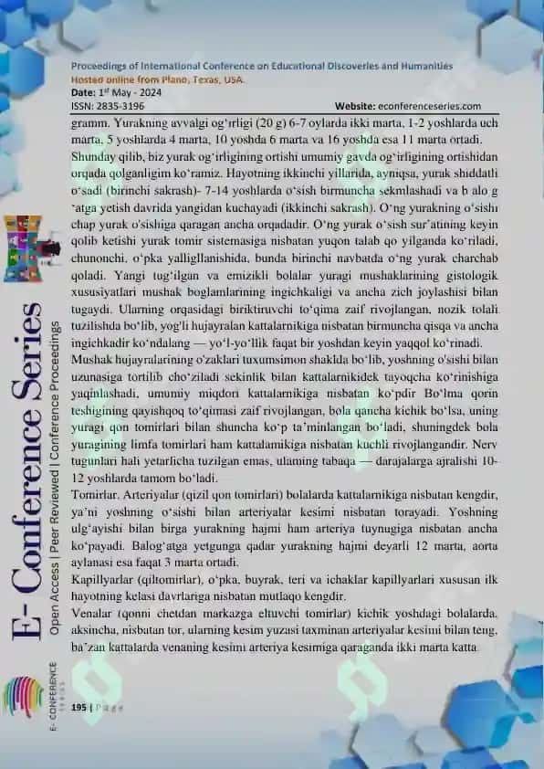 BOLALARDA QON AYLANISH A’ZOLARINING ANATOMIK - FIZIOLOGIK XUSUSIYATLARI 2