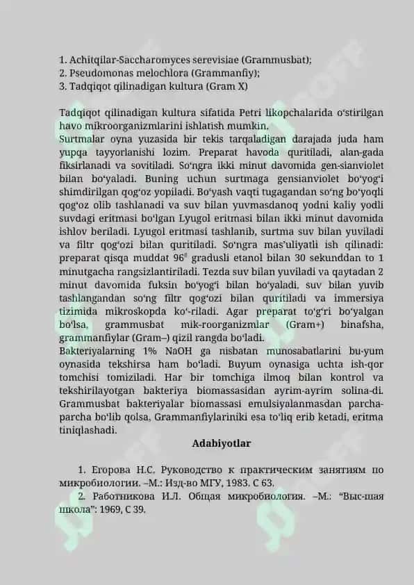 Mikroorganizmlarni Gram Usuli Bo'yash va Identifikasiya Qilish 2