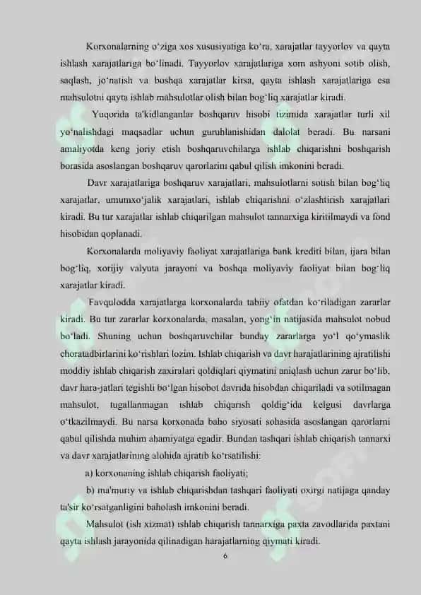 Umumishlab chiqarish xarajatlari 6