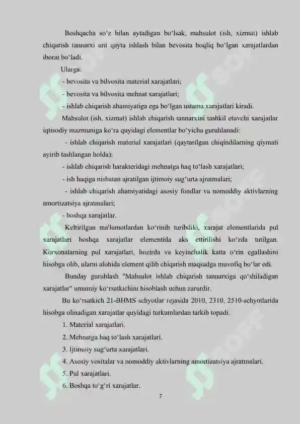 Umumishlab chiqarish xarajatlari 7