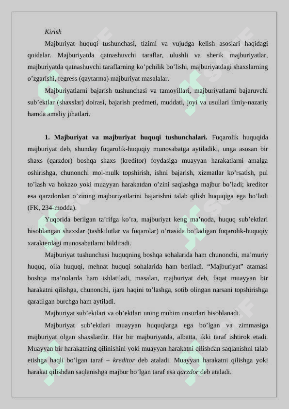 Majburiyat tushunchasi va mazmuni. Majburiyatni bajarish 24 2