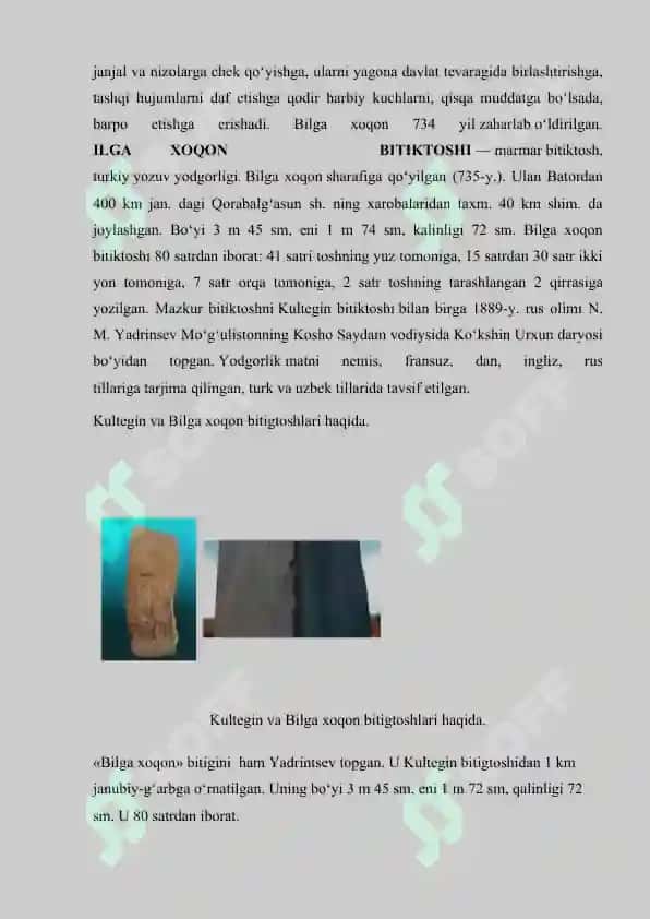 Bilgi xoqon bitiktoshi matnidagi sof turkiy so’zlarni aniqlash. 3