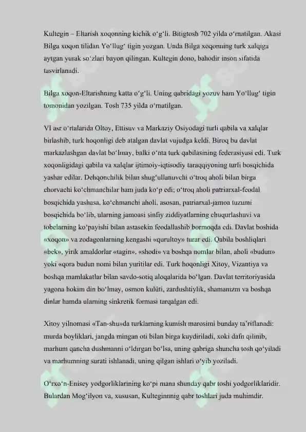 Bilgi xoqon bitiktoshi matnidagi sof turkiy so’zlarni aniqlash. 4