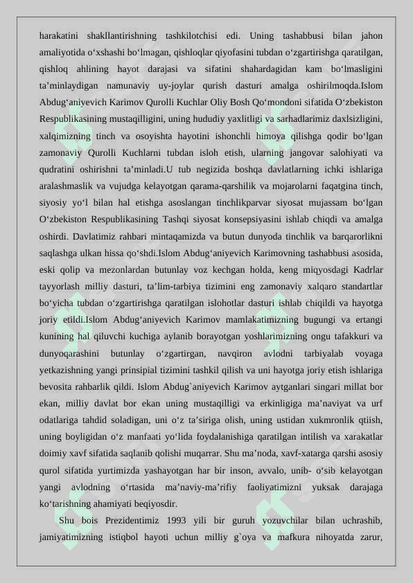 Islom Karimov O’zbekiston Respublikasi birinchi prezidenti 8