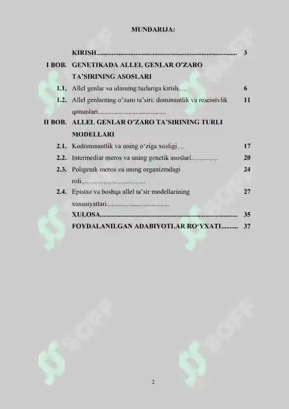 Allel genlar o’zaro ta’sirining xususiyatları 2