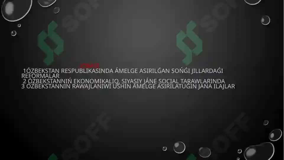 Jana Ozbekistanda amelge asirilip atirgan reformalar 2