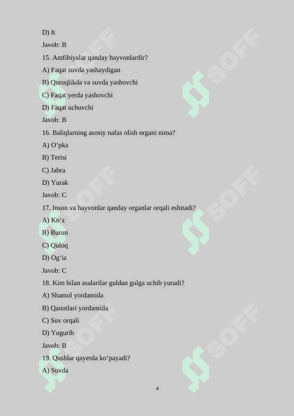 5-sinf Botanika fanidan mavzulashtirilgan 100 ta variantli test savollari va javoblari bilan.docx 4