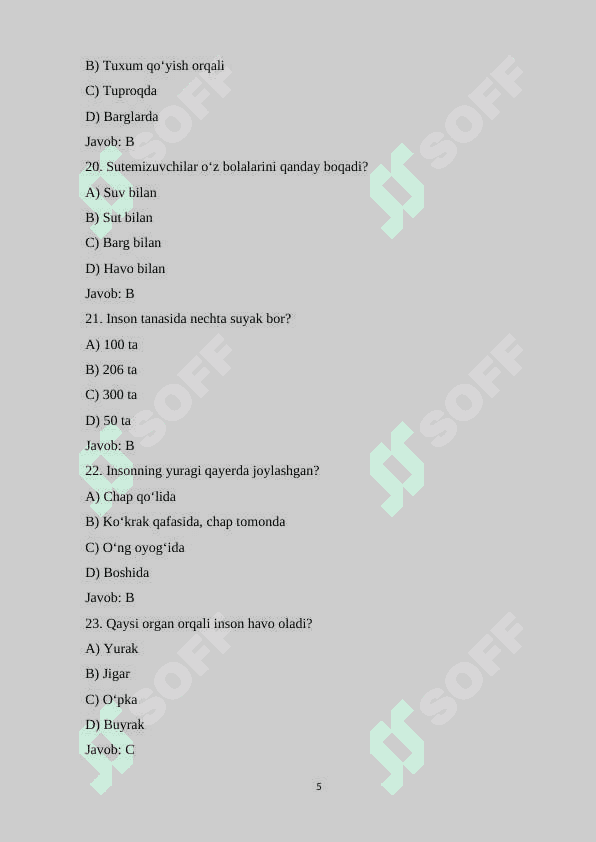 5-sinf Botanika fanidan mavzulashtirilgan 100 ta variantli test savollari va javoblari bilan.docx 5