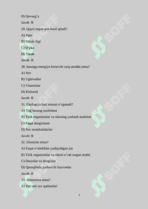 5-sinf Botanika fanidan mavzulashtirilgan 100 ta variantli test savollari va javoblari bilan.docx 7