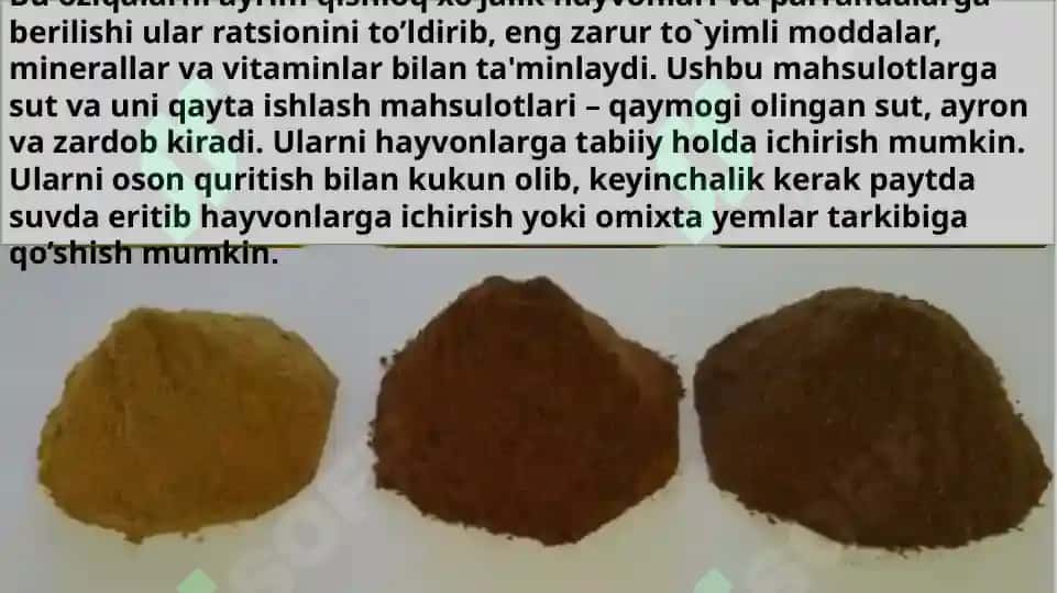 Hayvonot dunyosidan olinadigan oziqalar Tuyimliligni o’rganish 2