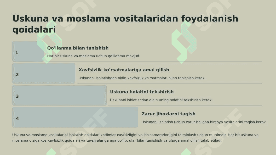 KORXONADA QO'LLANILADIGAN TEXNOLOGIK USKUNA MOSLAMA VOSITALARNI XAVFSIZLIGINI TA'MINLASH CHORALARI 3