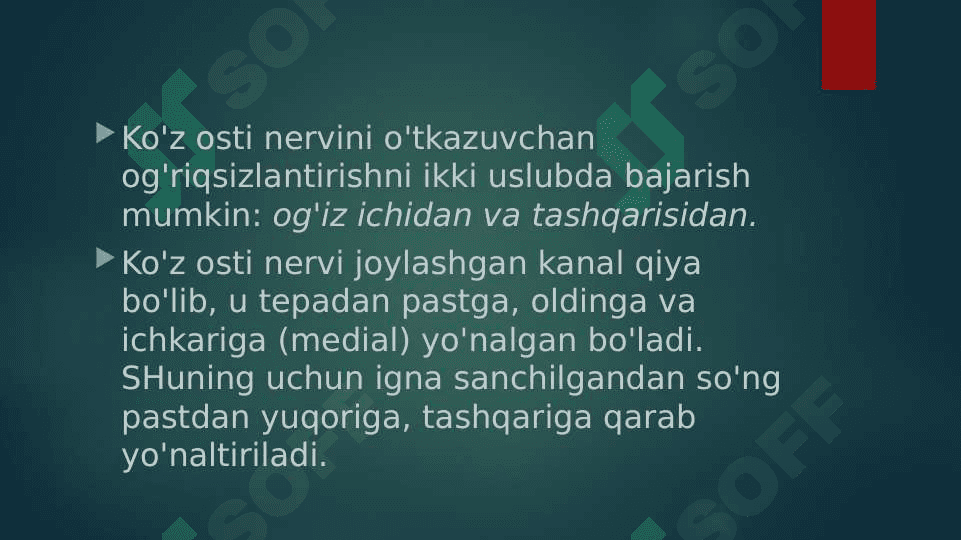 O'tkazuvchan og'riqsizlantirish 7