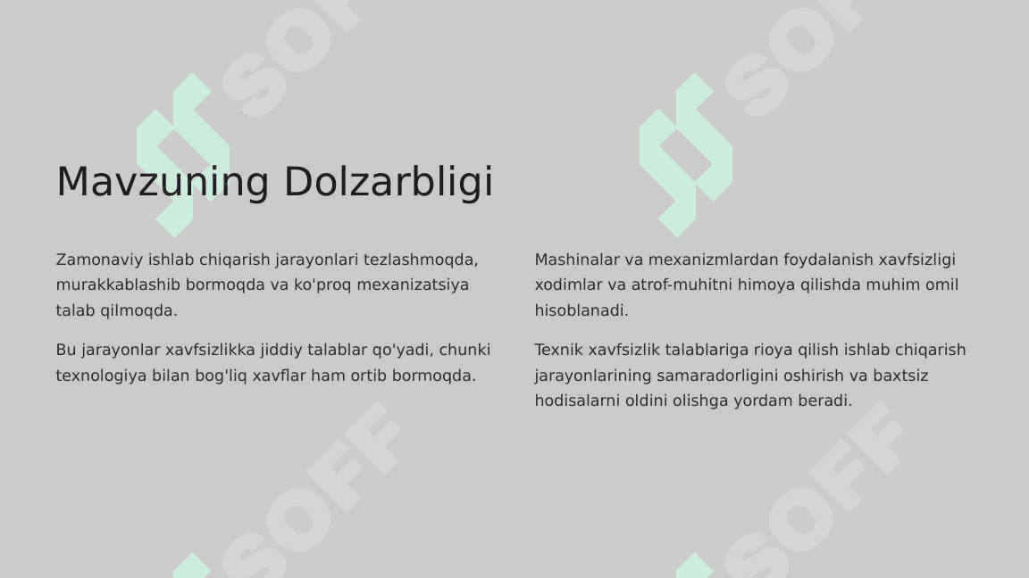 MASHINA VA MEXANIZMLAR UCHUN TEXNIKA XAVFSIZLIGI TALABLARI KELTIRILADIGAN ME'YORIY HUJJATLAR TIZIMI 3