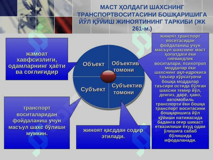 Транспорт ҳаракати ва ундан фоидаланиш хавфсизлигига қарши жиноятлар 6
