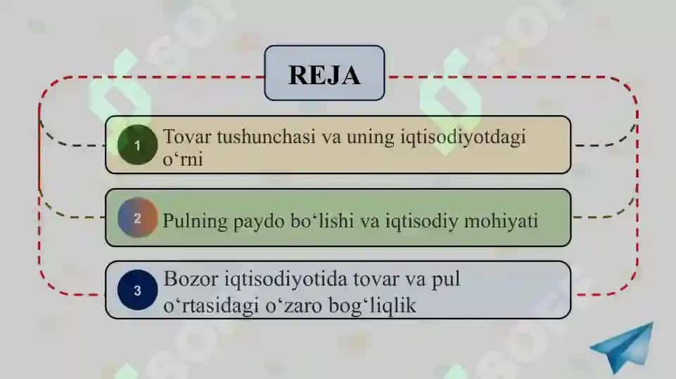 Iqtisodiyotda tovar va pul slayd 2