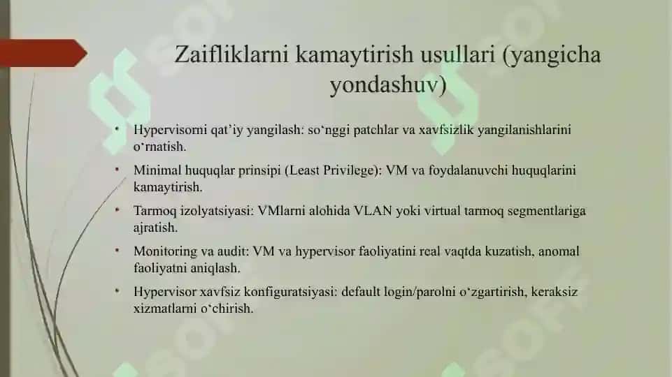 HYPERVISOR VA UNDAGI ZAIFLIKLAR 4