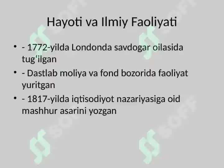 David Ricardoning iqtisodiy ta'limoti 2
