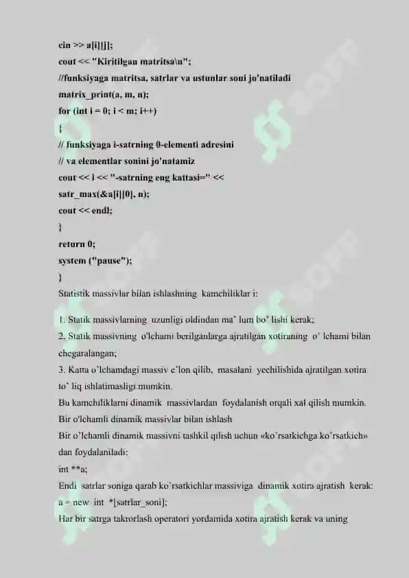 Borland C++ Builderda ikki o'lchovli massivlarga doir dastur tuzish 7