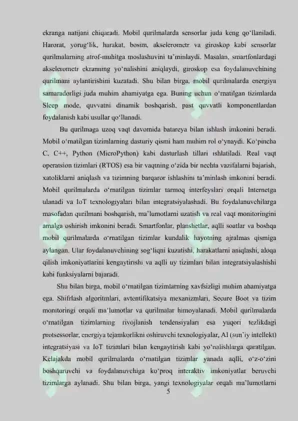 MOBIL QURILMALARDA O‘RNATILGAN TIZIMLARNING QO‘LLANILISHI 5