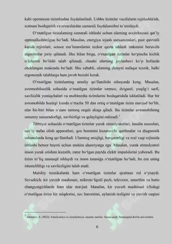 O‘RNATILGAN TIZIMLARDA SIMULYATSIYA VA EMULYATSIYA USULLARI 6